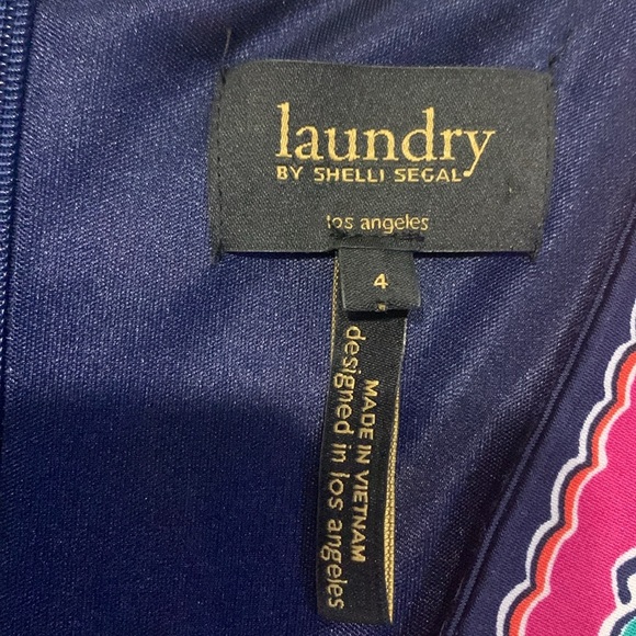 Laundry Shelli Segal Los Angeles multicolored 3/4 bell sleeve dress womens Sz 4 - Picture 4 of 14